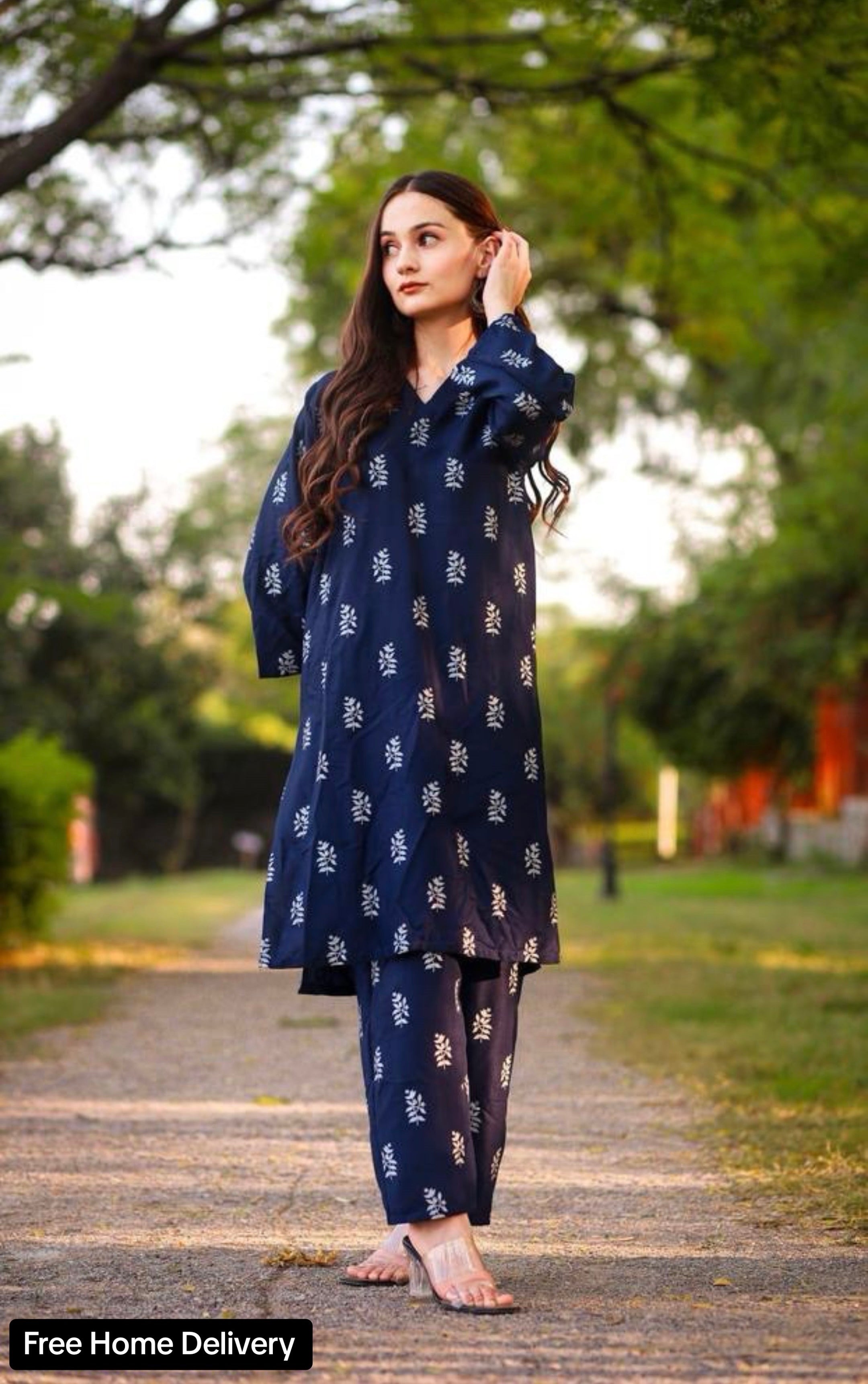 2 Pcs Women's Stitched Linen Printed Suit