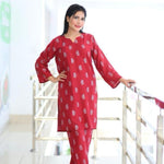 2 Pcs Women's Stitched Linen Printed Suit