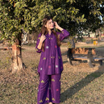 2 Pcs Women's Stitched Embroidered Suit