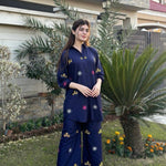 2 Pcs Women's Stitched Embroidered Suit