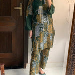 2 Pcs Women's Stitched Arabic Lawn Printed Suit