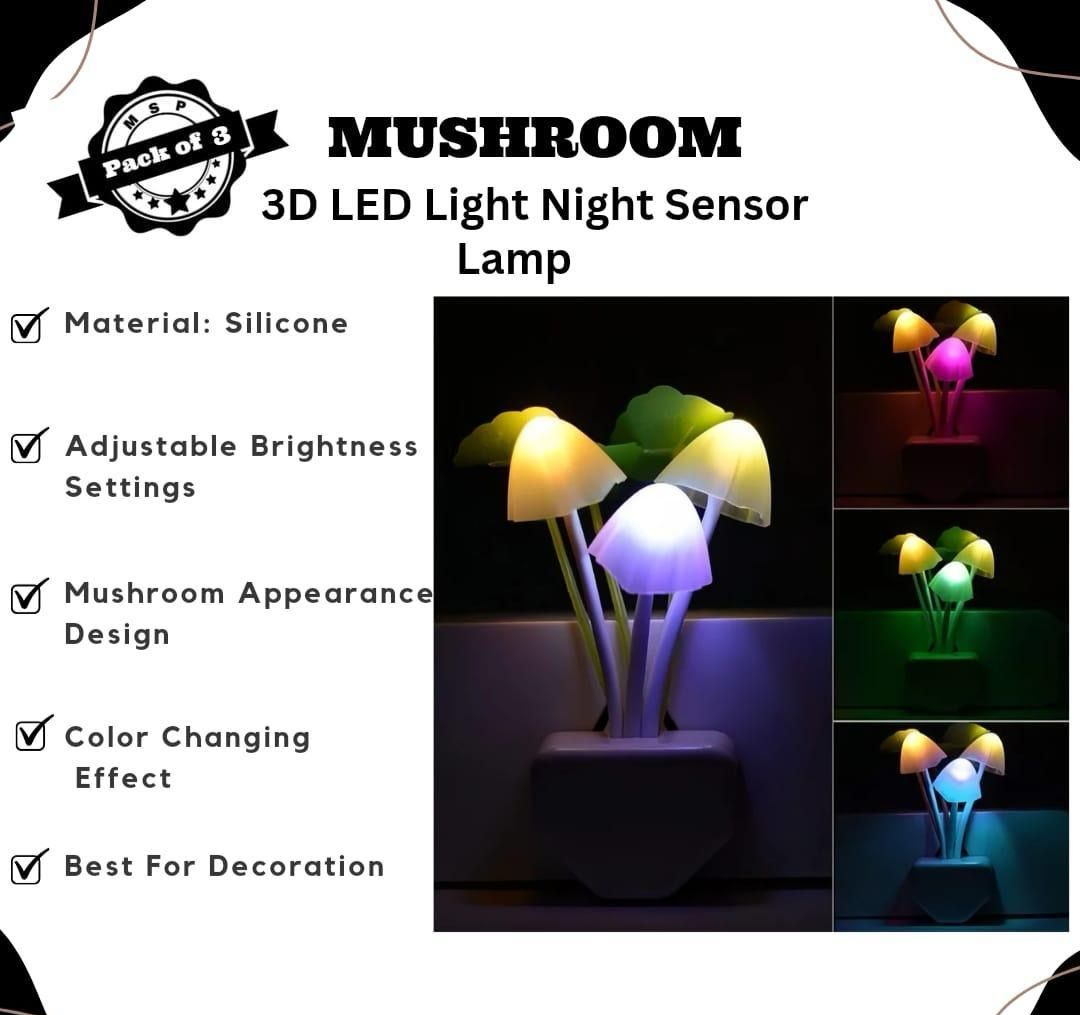 3D Mushroom LED Night Light Sensor Lamp