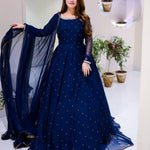 3 Pcs Womens Stitched Chiffon Embroidered Maxi