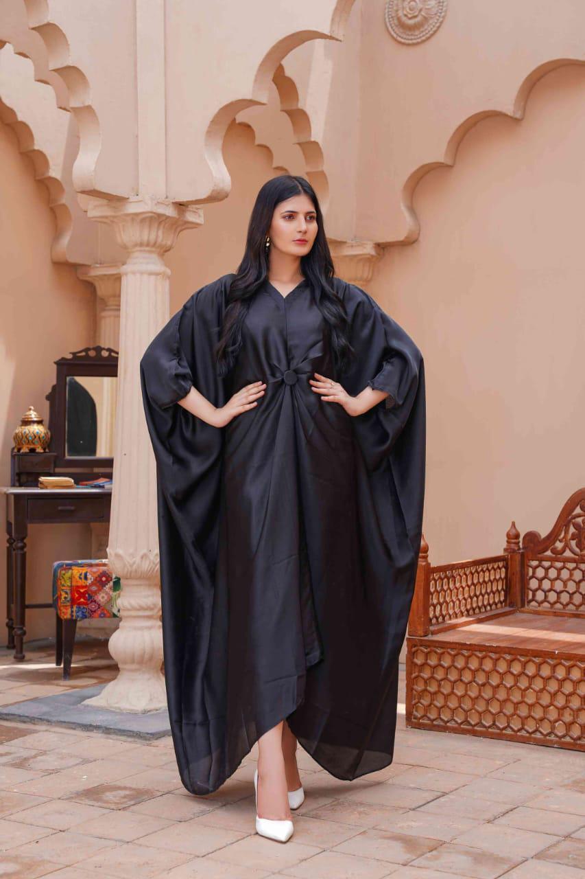 1 Pc Women Stitched Katan Silk Plain Kaftan